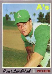 1970 Topps Baseball Cards      408     Paul Lindblad
